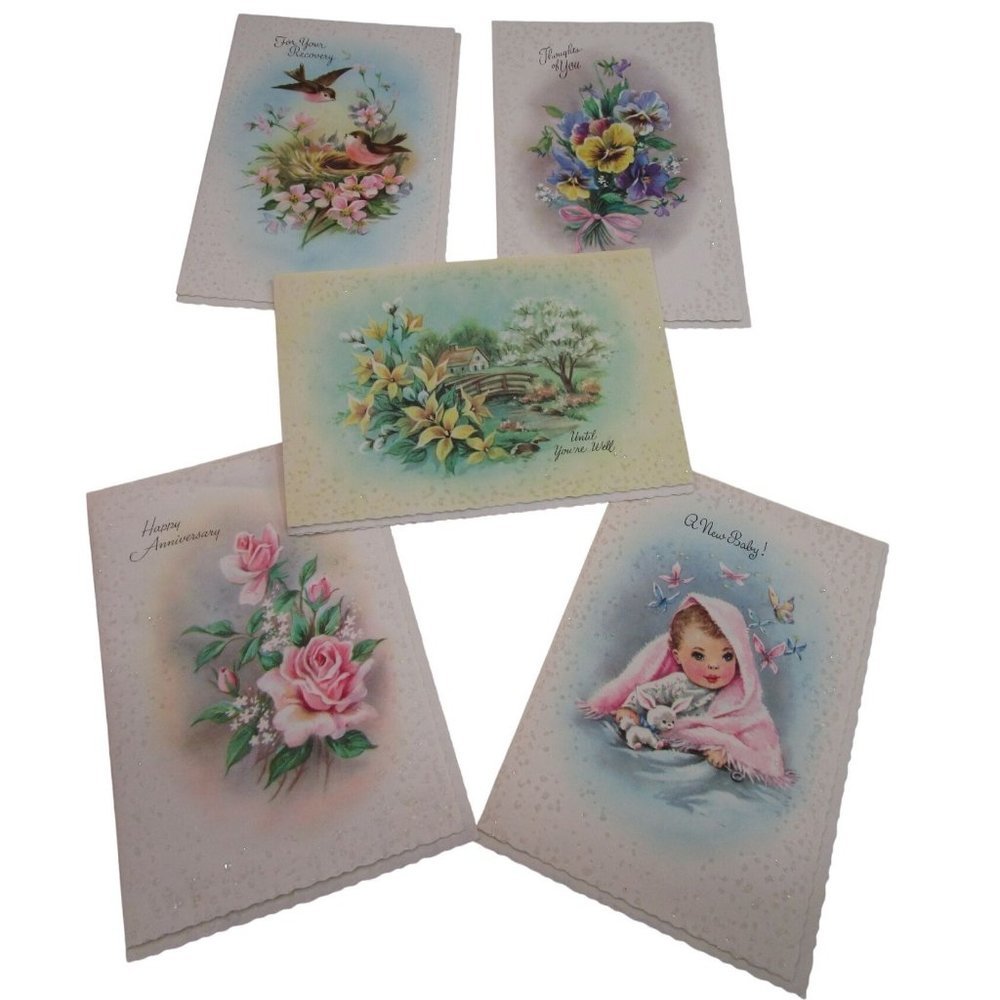 Vintage Coronation Collection Parchment Jewels Cards Five Assorted No Envelopes